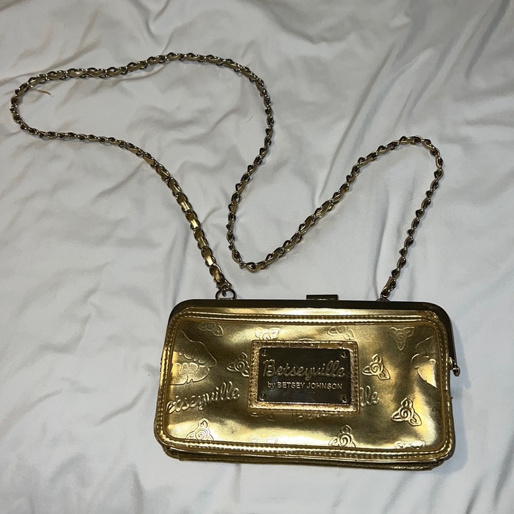 Betseyville Betsey Johnson Gold Metallic Trifold Clutch
